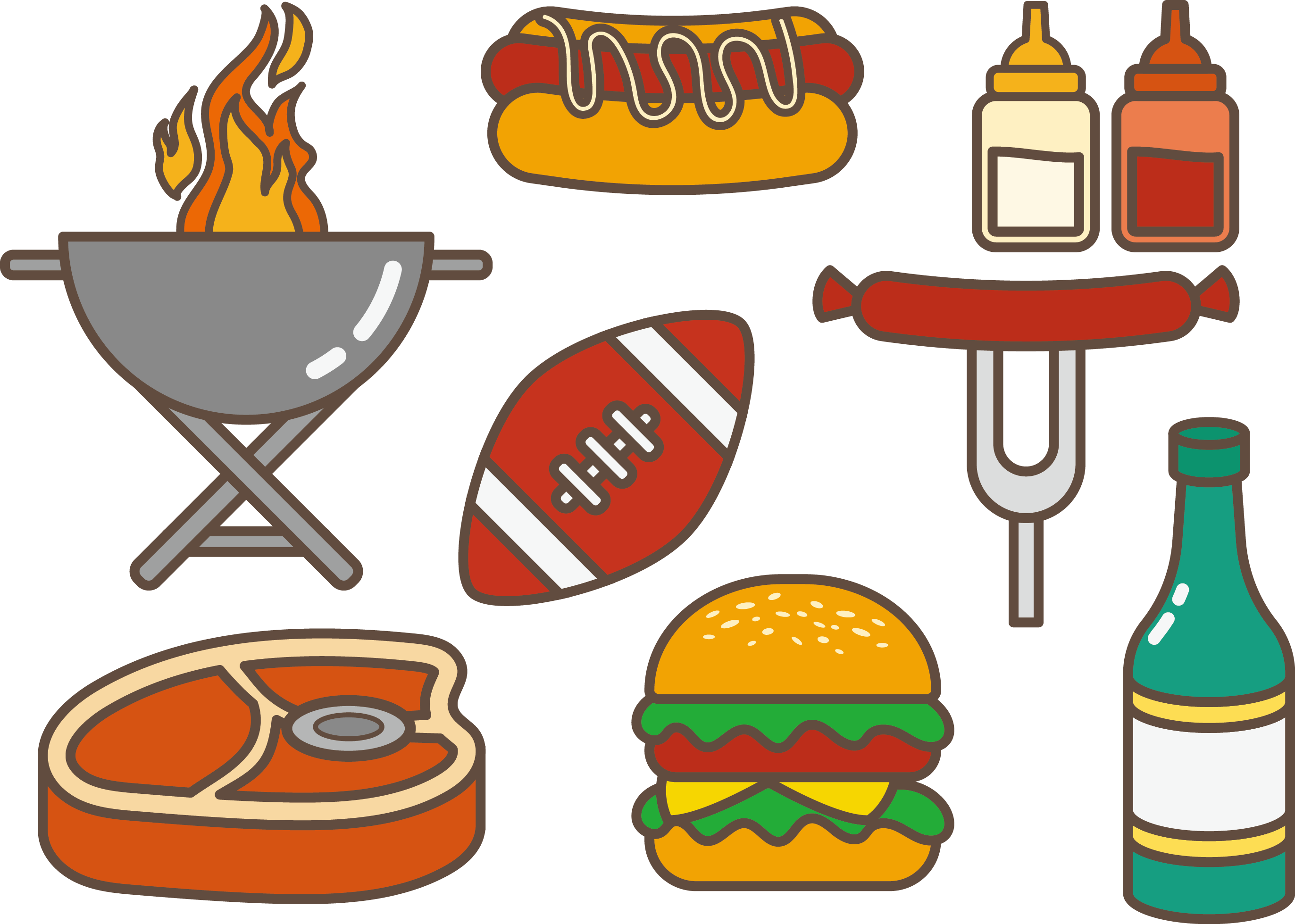 Tailgate Party Hamburger Hot Dog Barbecue Clip Art.
