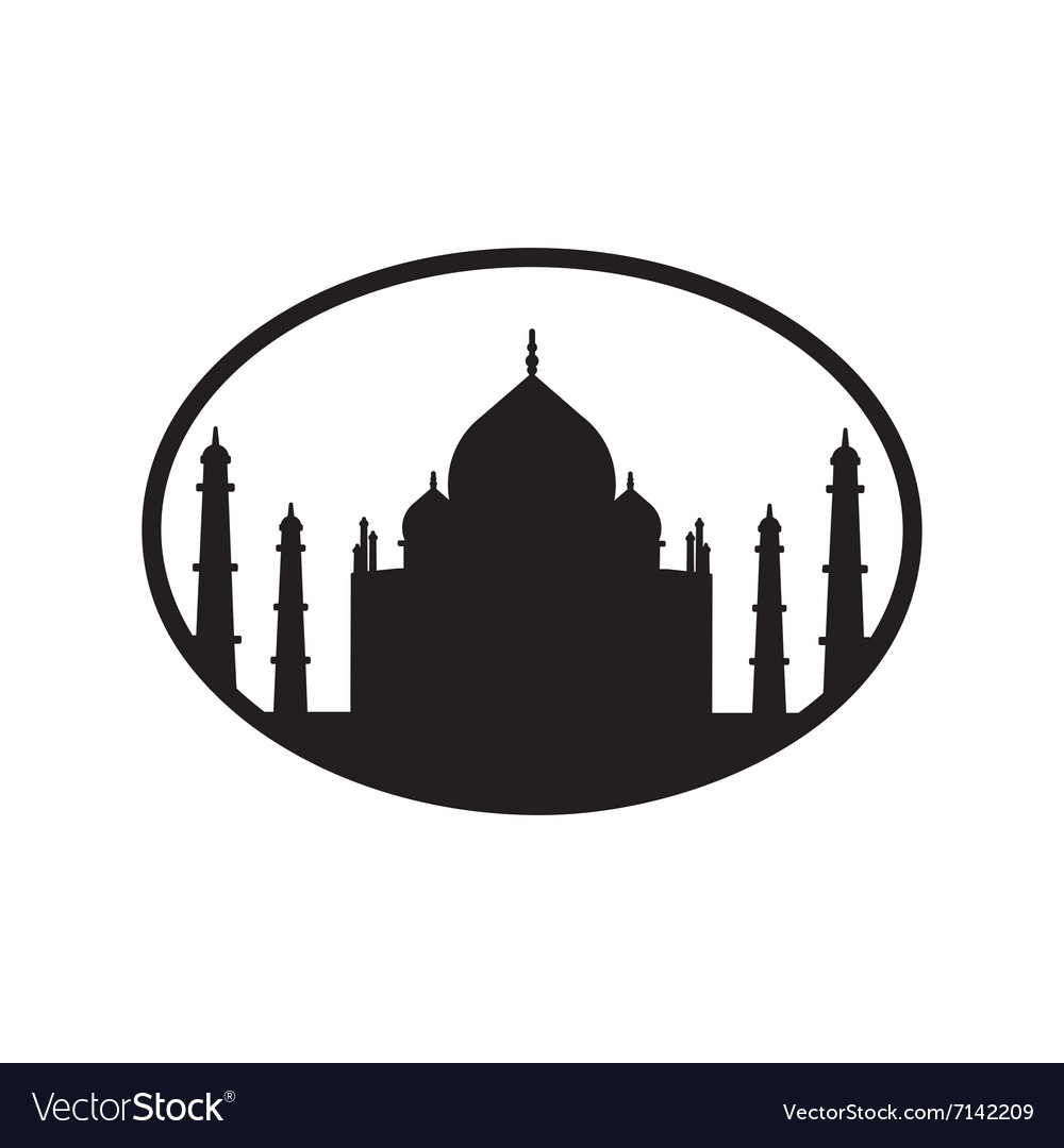 Stylish black and white icon Indian Taj Mahal.