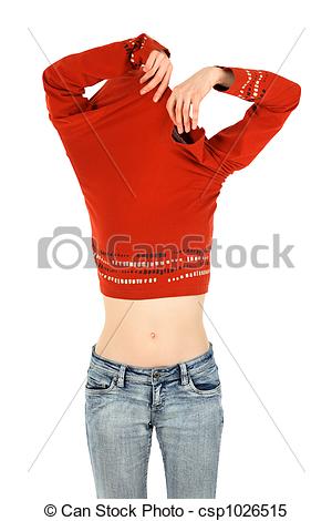 Stock Photo of Girl taking off a sweater.