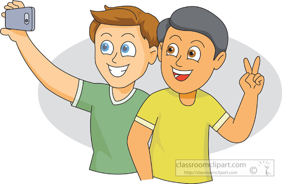 Two friends taking a selfie » Clipart Station.