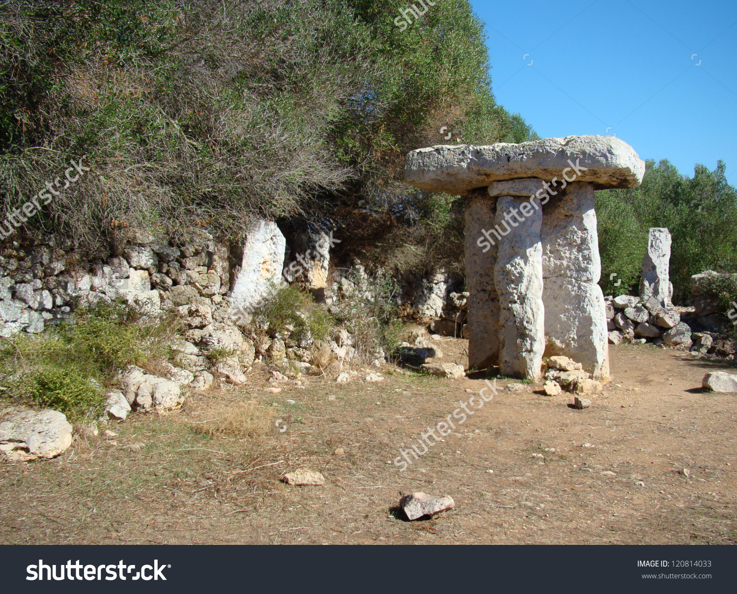 A Stone Monument (Taula) In Torre Trencada, Menorca, Spain. Built.