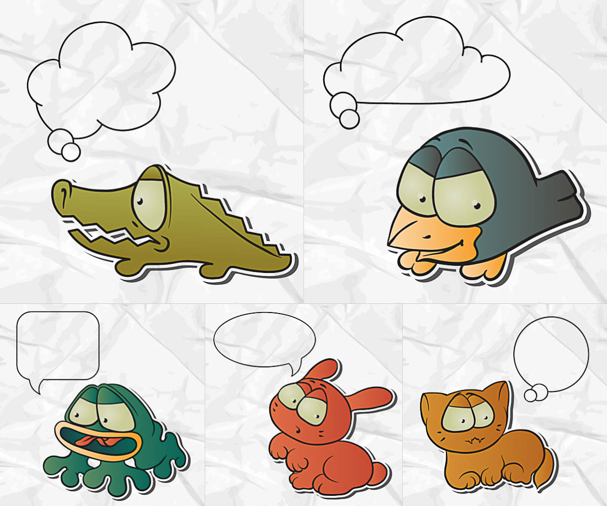 Cartoon animals with clouds to talk vector free download.