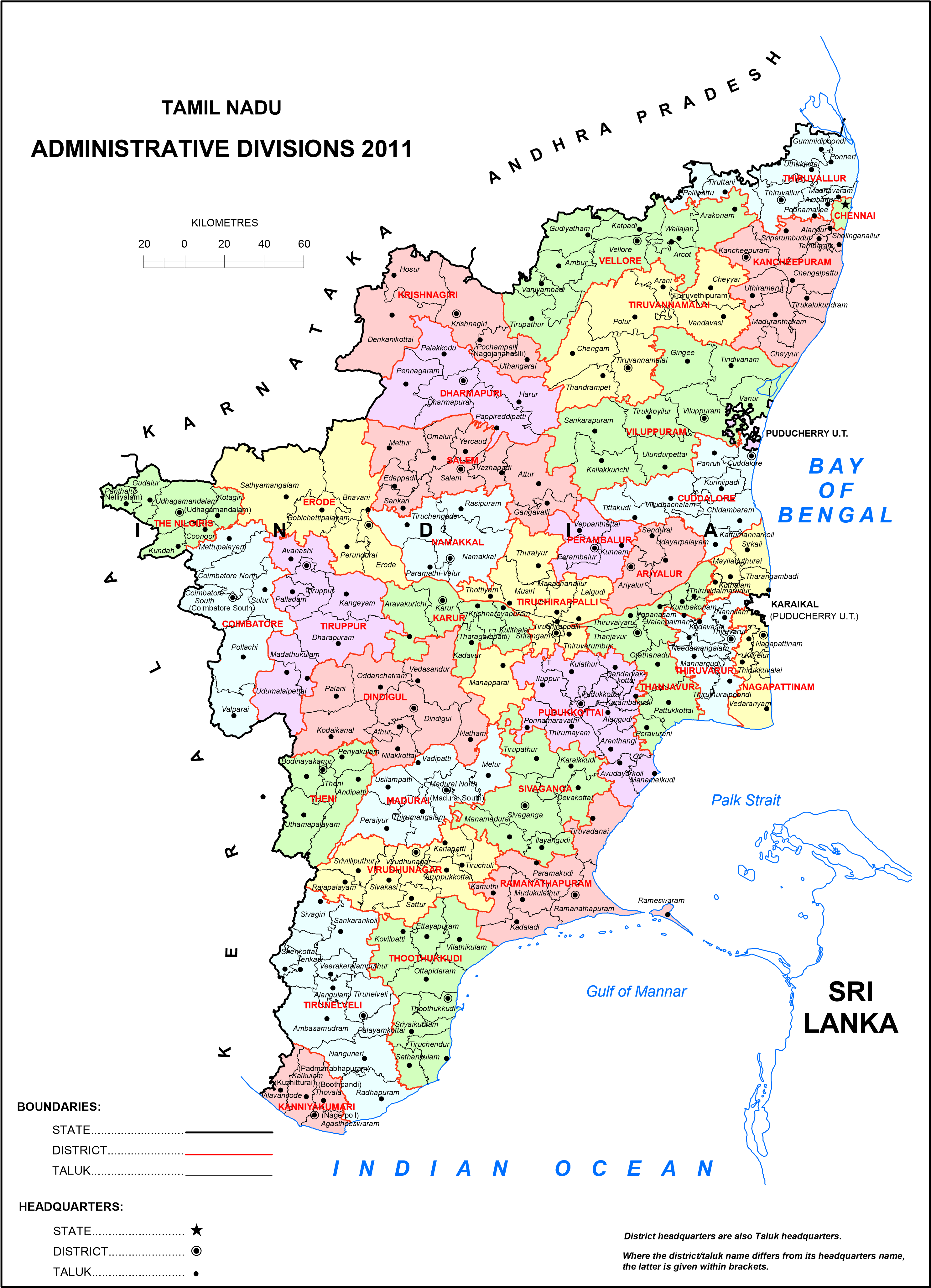 High Resolution Map of Tamil Nadu [HD].
