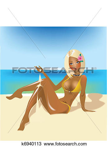 Clipart of Beautiful, tanned woman k6940113.