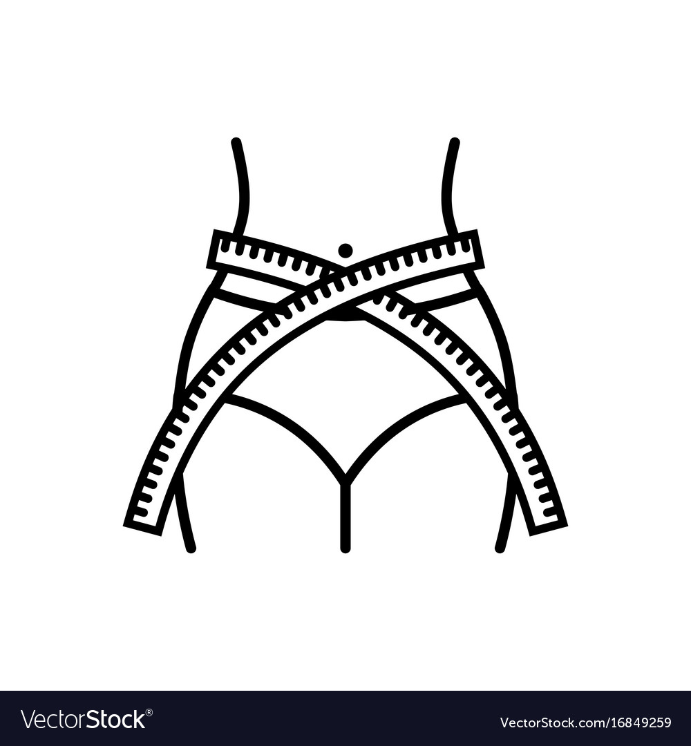 Women waist with measuring tape icon.