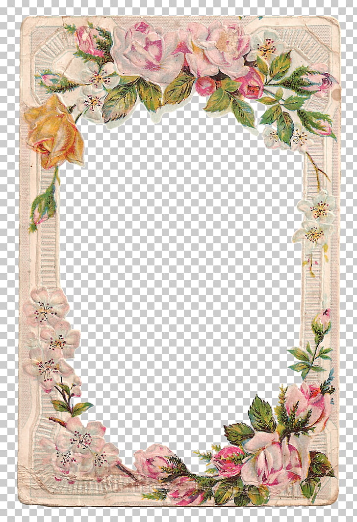 Bordes y marcos marcos flor rosa, tarjeta vintage PNG.