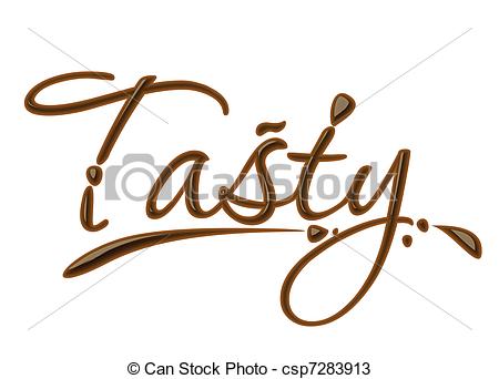 Vectors of chocolate tasty text design.