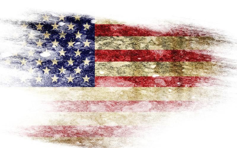 tattered American flag.