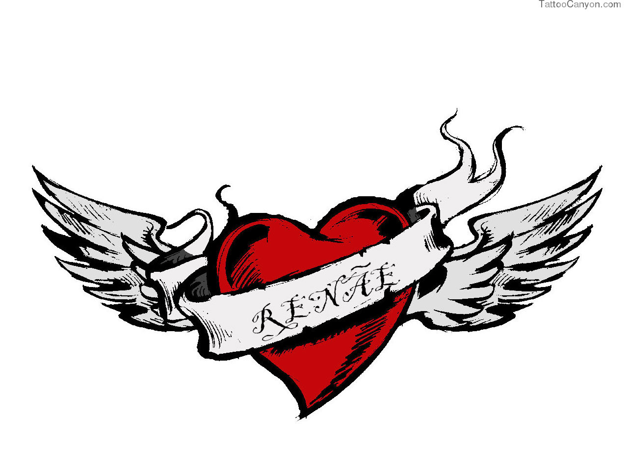 Free Designs Heart With Wings And Name Wallpaper Picture.