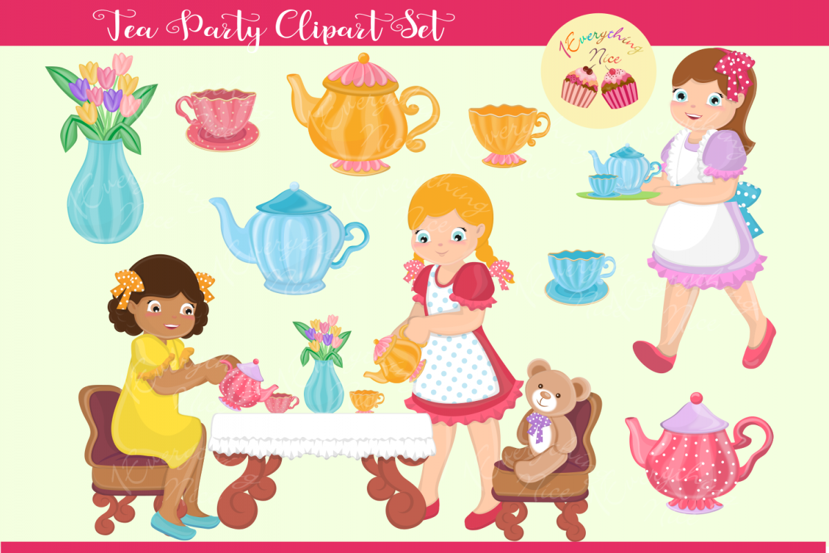 Tea Party Clipart Set.