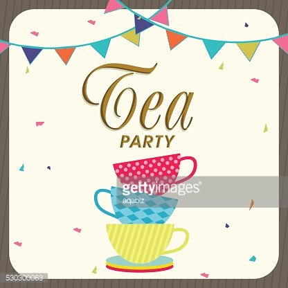 Tea party invitation card design. Clipart Image.