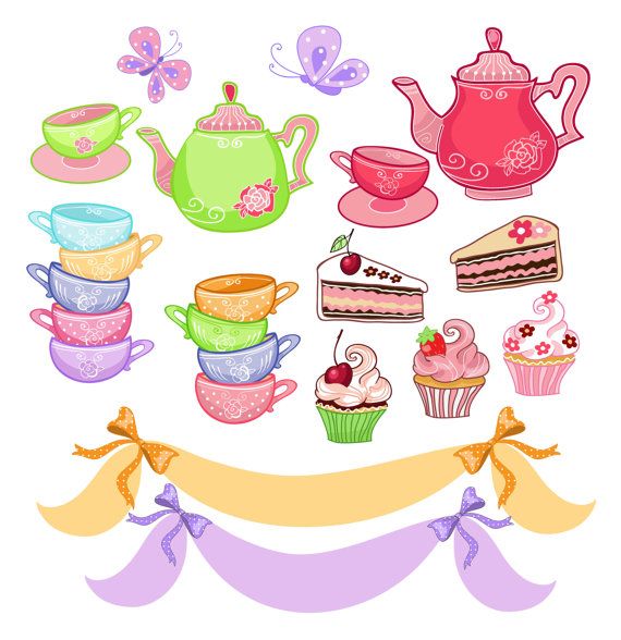 Tea Party Clipart Tea party digital clip art.