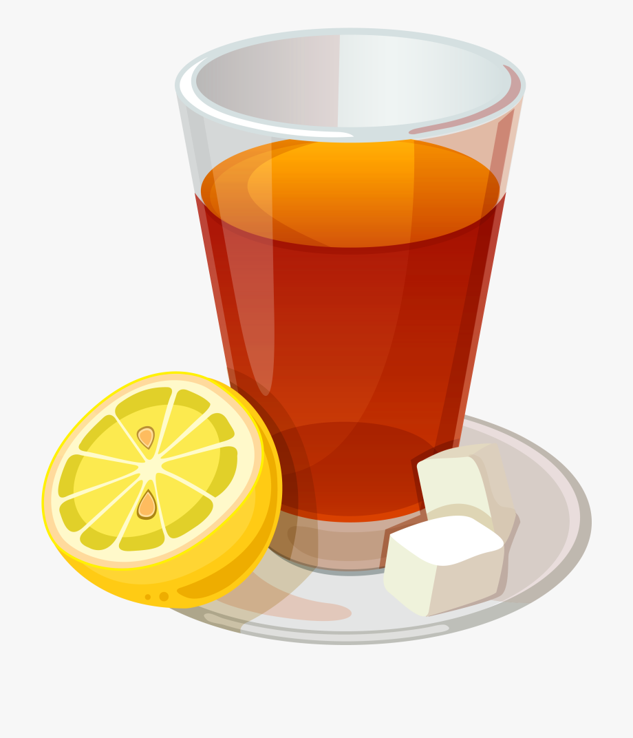 Cup Of Tea And Lemon Png Vector Clipart Picture.