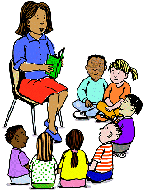 Teacher Reading To Students Clipart.