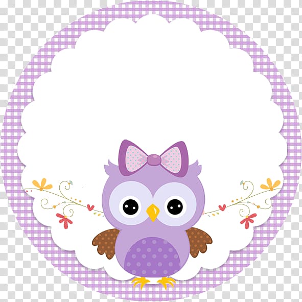 Little Owl Party Baby shower Lilac, owl transparent.
