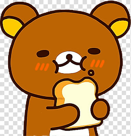MOCHI SOFT, brown bear eating emoji illustration transparent.