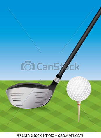 Vectors Illustration of Golf Driver and Teed Ball.