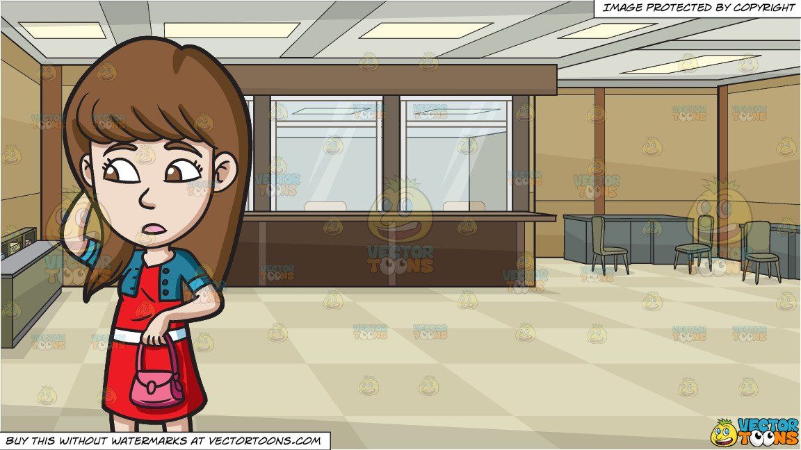 clipart #cartoon A Teenage Girl Looking Clueless and Bank.