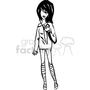 teenage girl listening to her iPod clipart. Royalty.