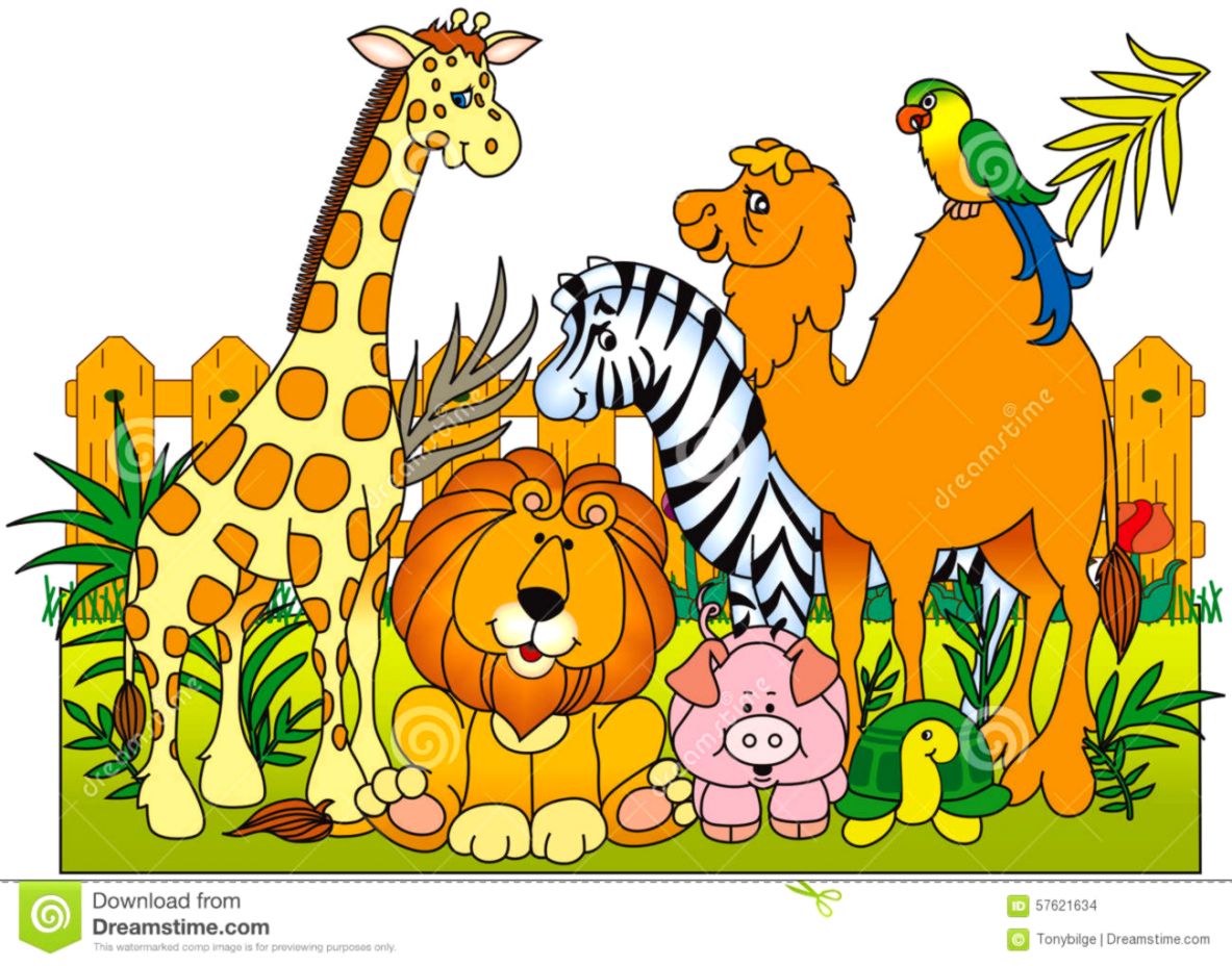 Group Of Zoo Animals Clipart.