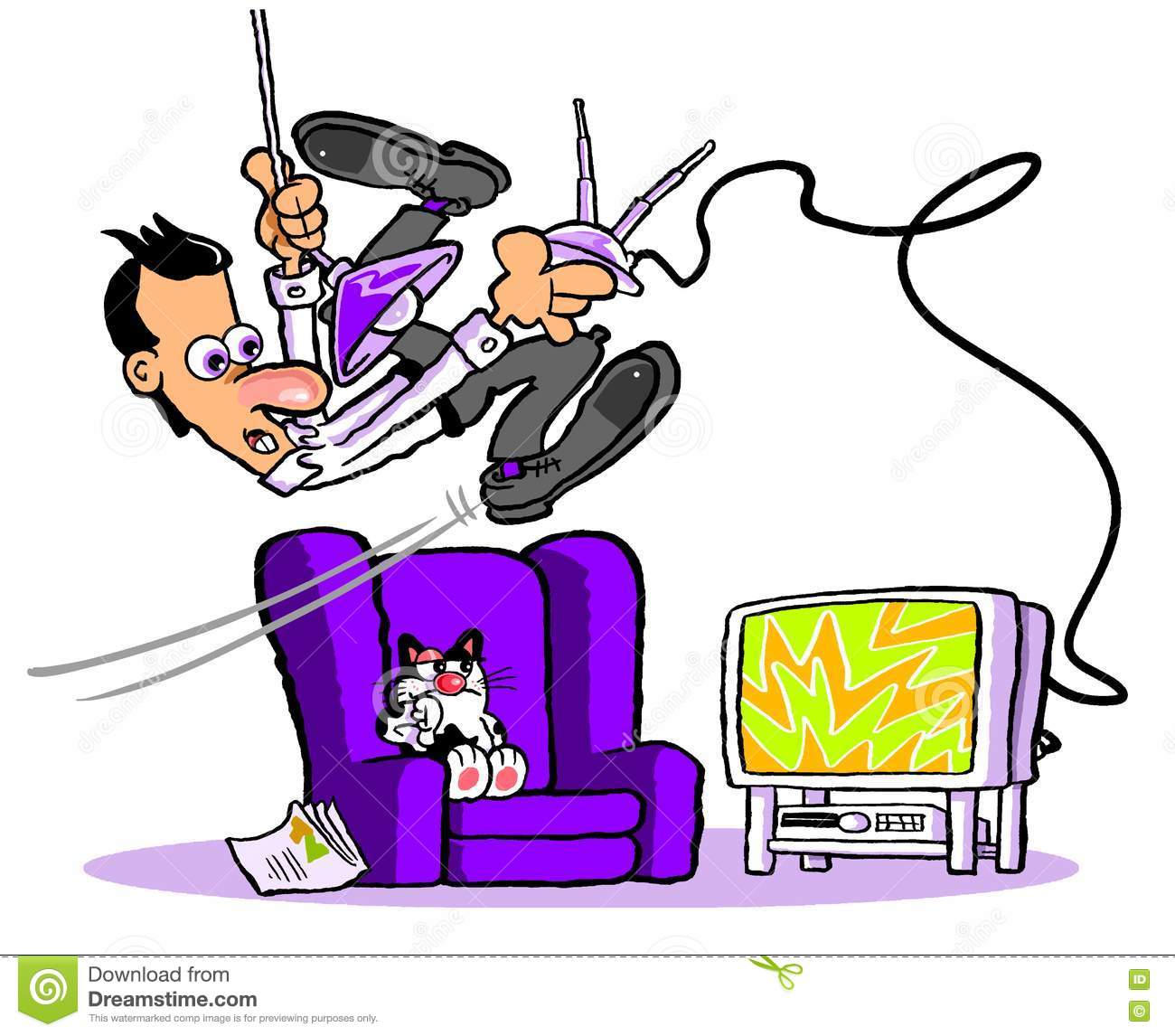 Bad TV Reception Stock Illustration.