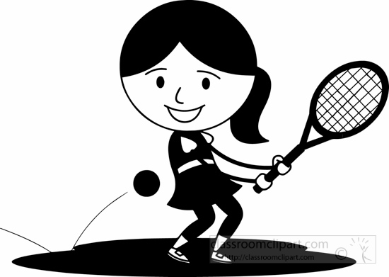 Black White Hitting Tennis Ball With Back Handclipart.