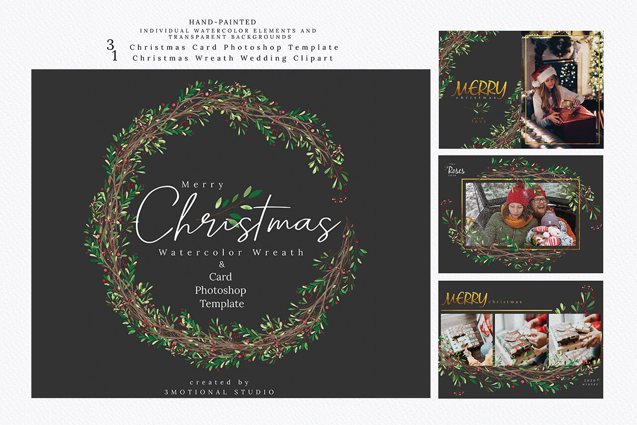 Christmas Photo Card Template.