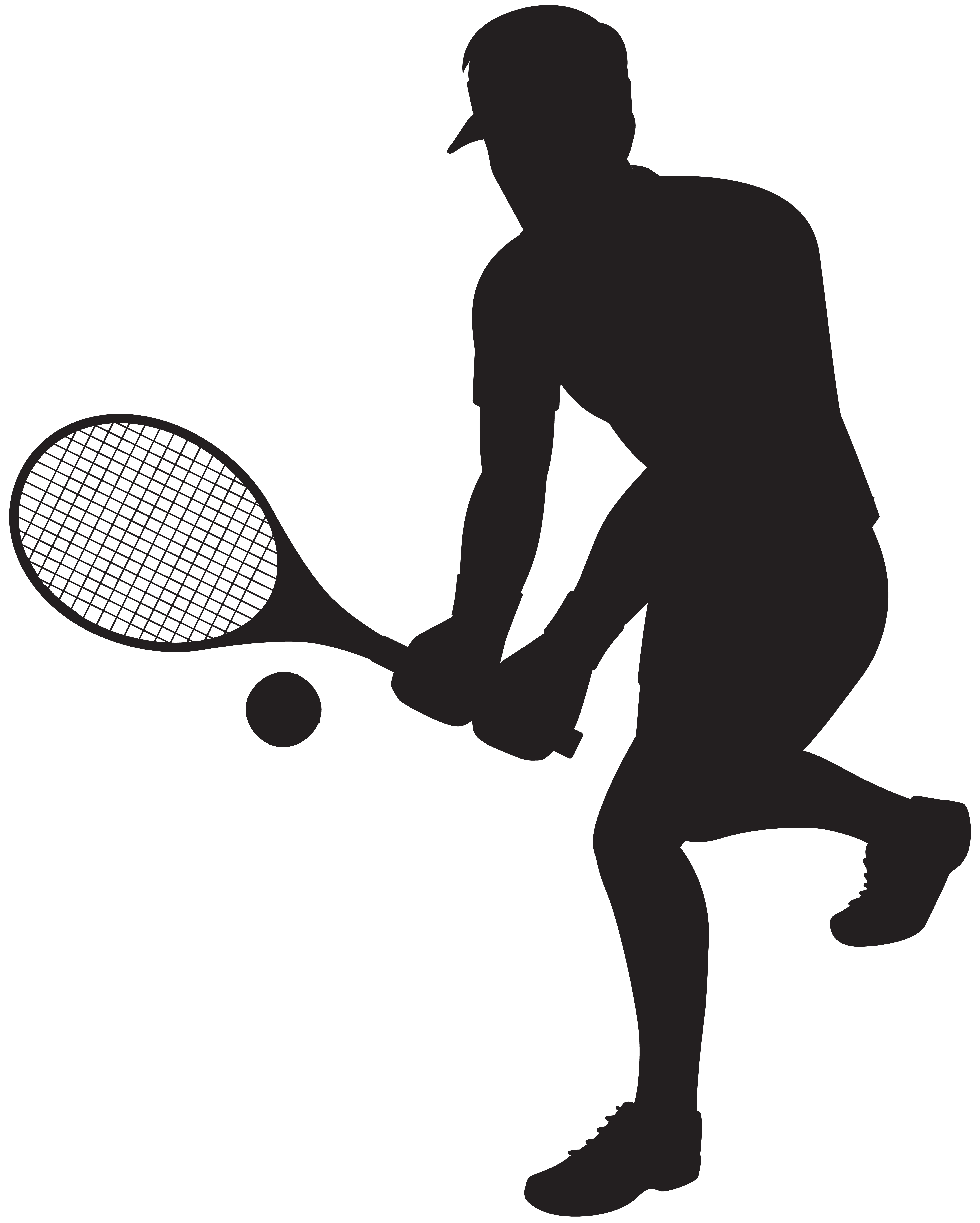 Tennis Player Silhouette Clip Art Image.