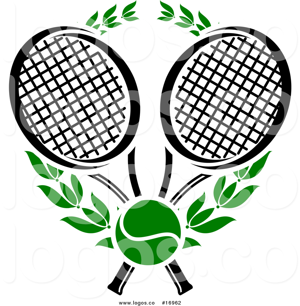 Royalty Free Vector Logo of Tennis Rackets, Ball and Green.