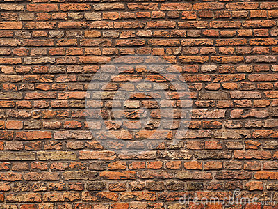 Rough Brick Wall Of Earth And Terracotta Colored Bricks Stock.