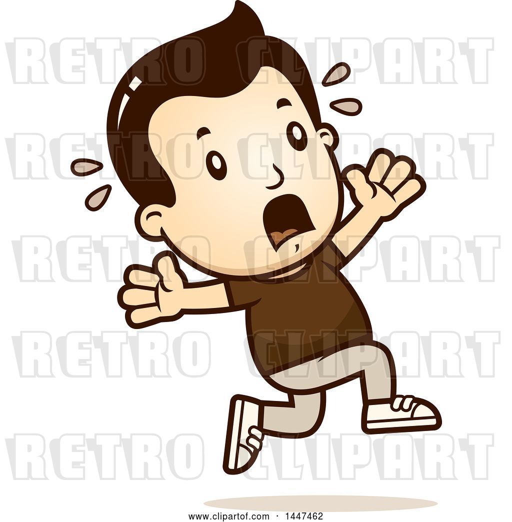 Vector Clip Art of Retro Cartoon White Boy Running Scared by.