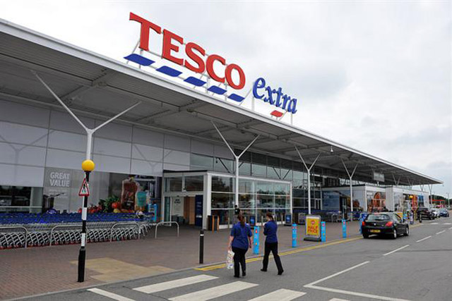 Tesco continues fight to trademark blue dashes under its logo.