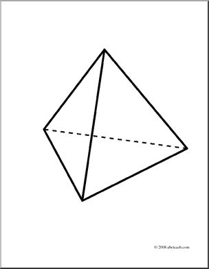 Clip Art: 3D Solids: Tetrahedron (coloring page).