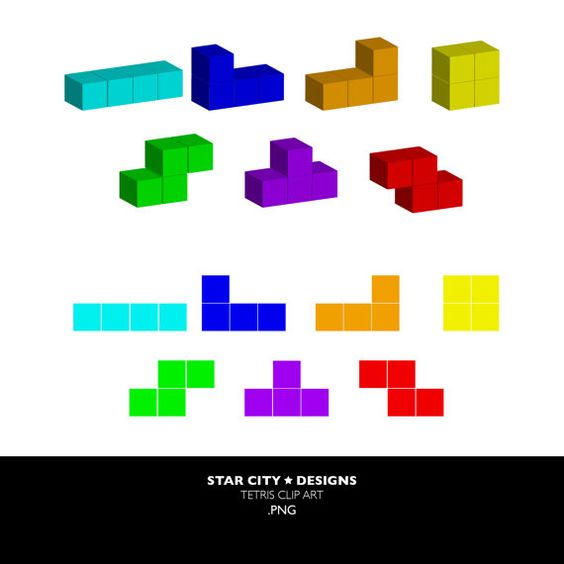 Tetris Clip Art Clipart Vector Art Graphics for by StarcityDesigns.