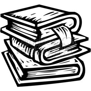 black white stack of books clipart. Royalty.