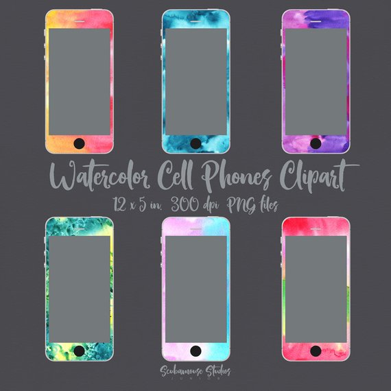 THRU 5/11 ONLY watercolor clipart, cell clipart, texting.