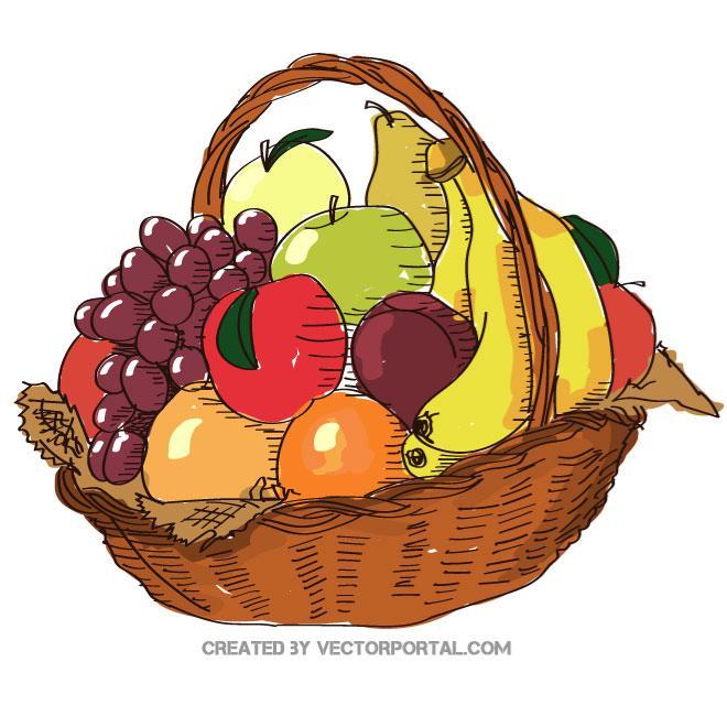 Fruit Basket Illustration Free Vector.