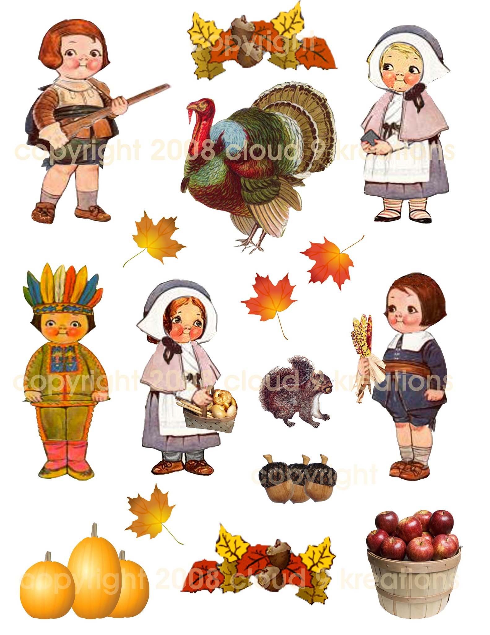 Thanksgiving Dolly Dingle Digital Collage Sheet.