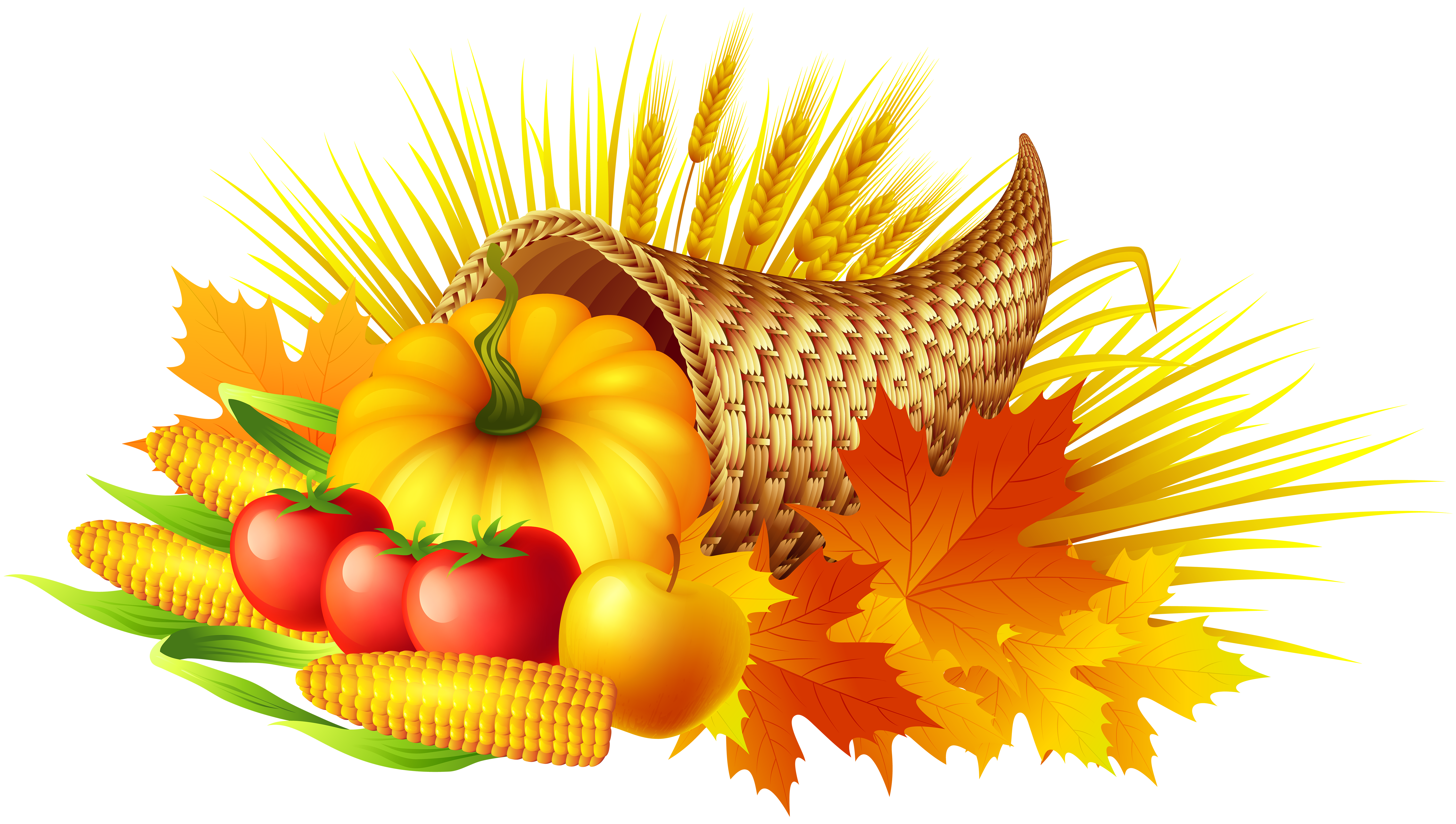 Thanksgiving Cornucopia Transparent PNG Clip Art Image.