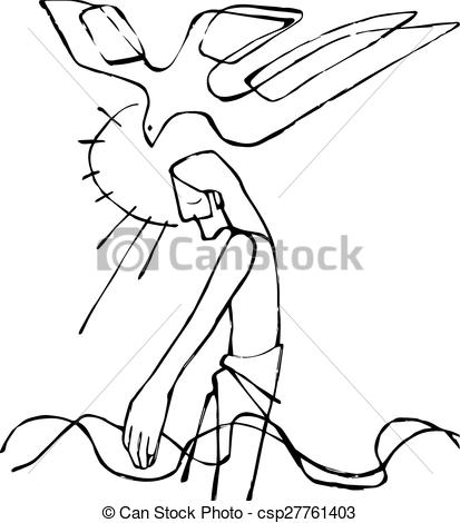 Vector Clipart of Jesus Baptism.