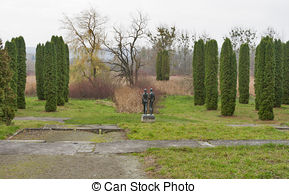 Stock Photographs of Sculpture alley in Olesko castle park.