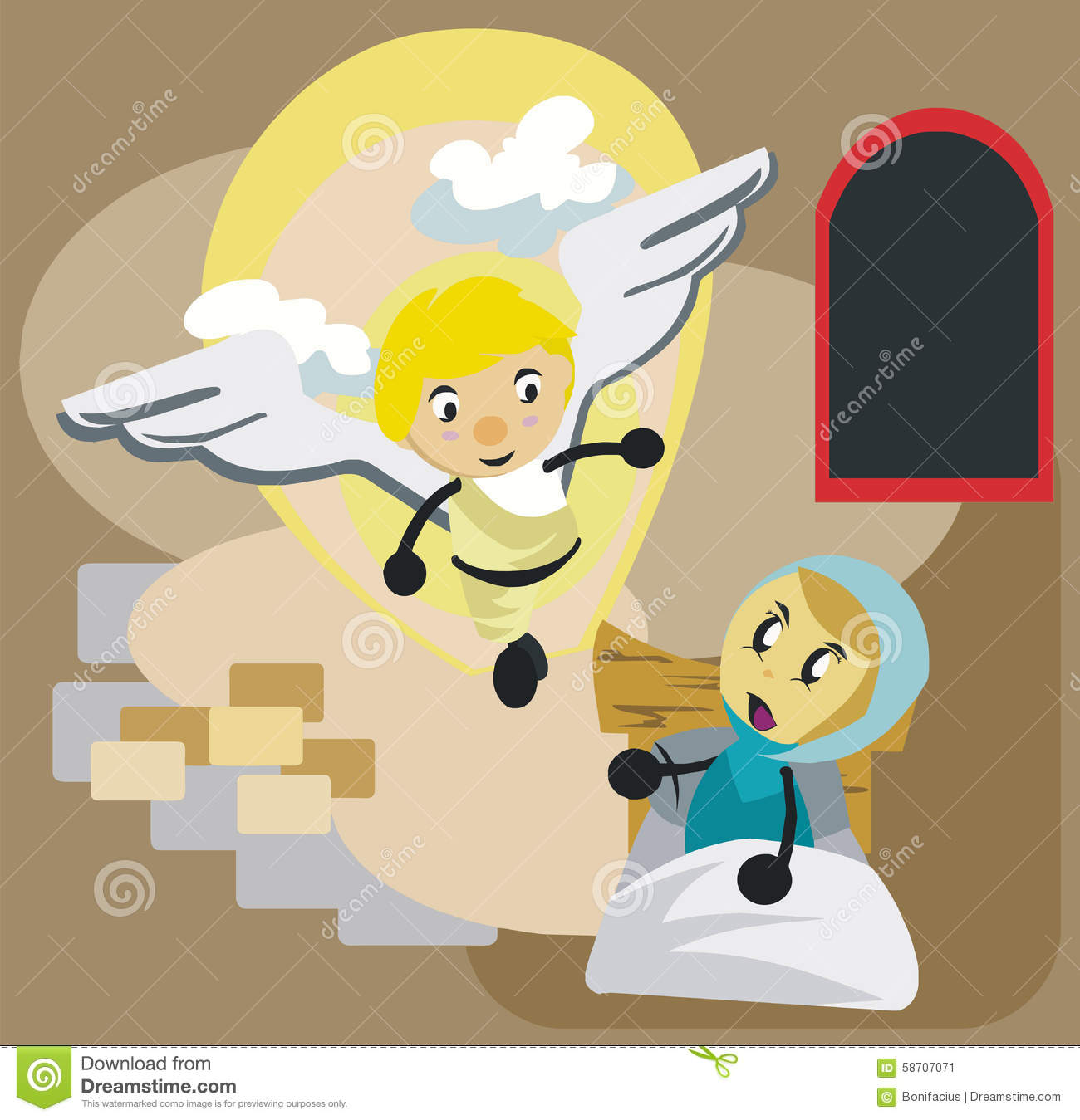 MARY AND ANGEL GABRIEL CARTOON Stock Vector. MARY AND ANGEL GABRIEL CARTOON Stock Vector.