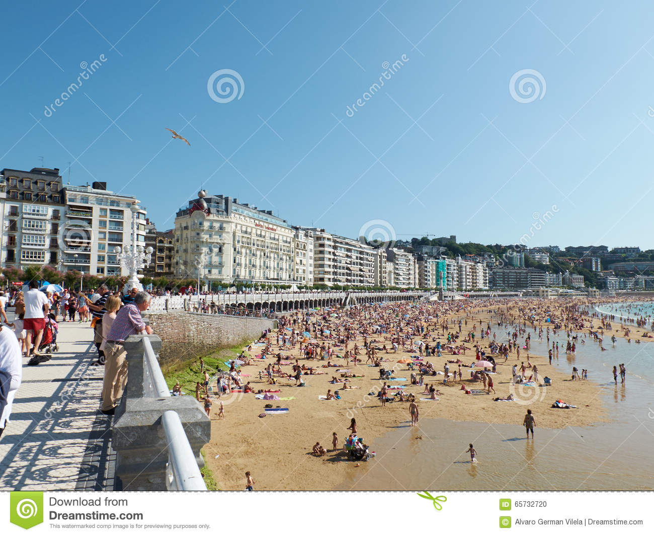 Concha Beach In Concha Bay. San Sebastian, Spain. Editorial Image. Concha Beach In Concha Bay. San Sebastian, Spain. Editorial Image.