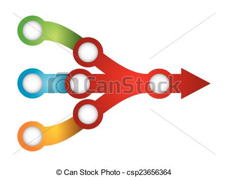 Clip Art Vector of Flow chart template, with color arrows and copy.