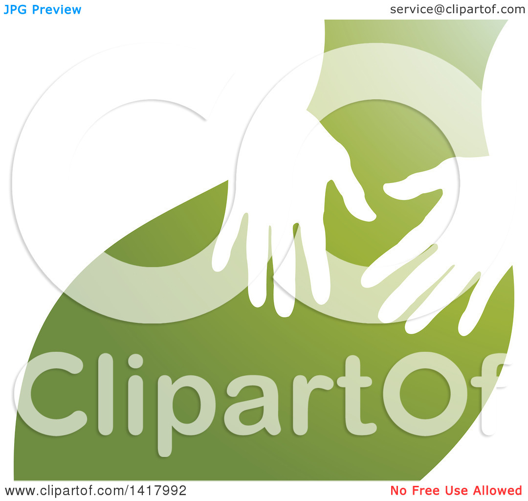 Clipart of White Silhouetted Masseuse Hands over a Green Back.