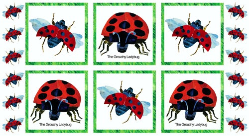 Eric Carle The Grouchy Ladybug Panel Fabric By the Yard.