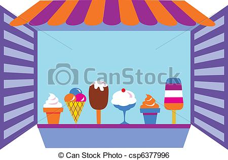 Clip Art Vector of kiosk that selling ice creams , vector.