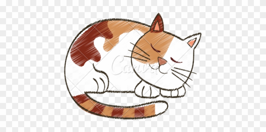 Drawn Kitten Cute Sleeping Cat Clipart (#2966369).