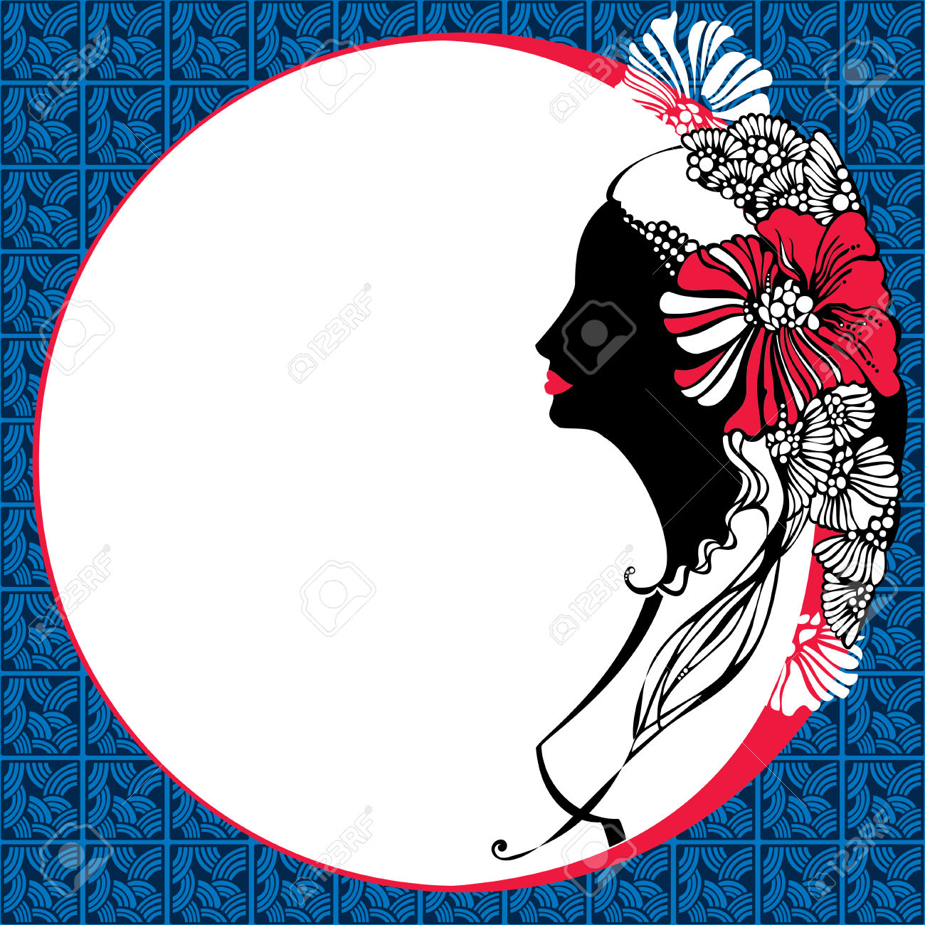 Silhouette Mosaic Lady Clipart.