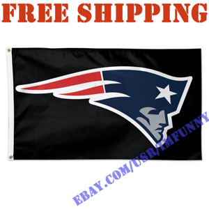 Details about Deluxe New England Patriots Logo Banner Flag BLACK 3x5\' NFL  2019 Fan Home Decor.